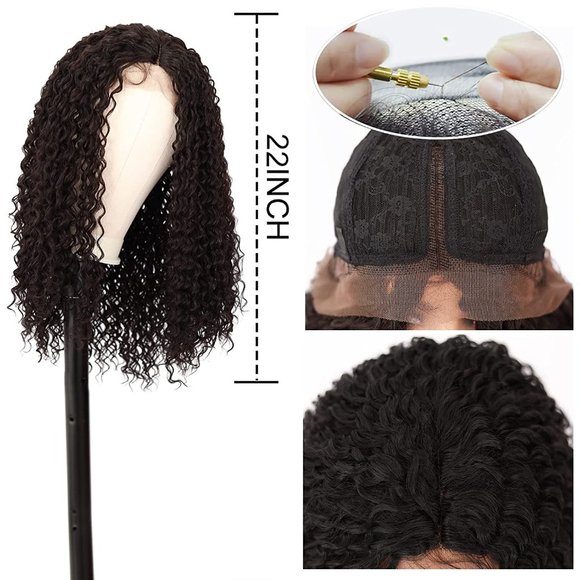 22 Inch T Part Natural Black Deep Curly Lace Front Wig - Picture 5 of 7